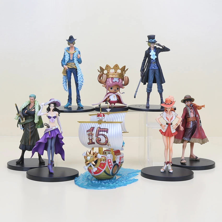 Figurine One Piece Pour Anniversaire De 15 Ans Luffy Nami Nico Chopper Sanji Zoro Sabo Pirate Ship Mille Sunny Pvc Jouets Figurines Aliexpress