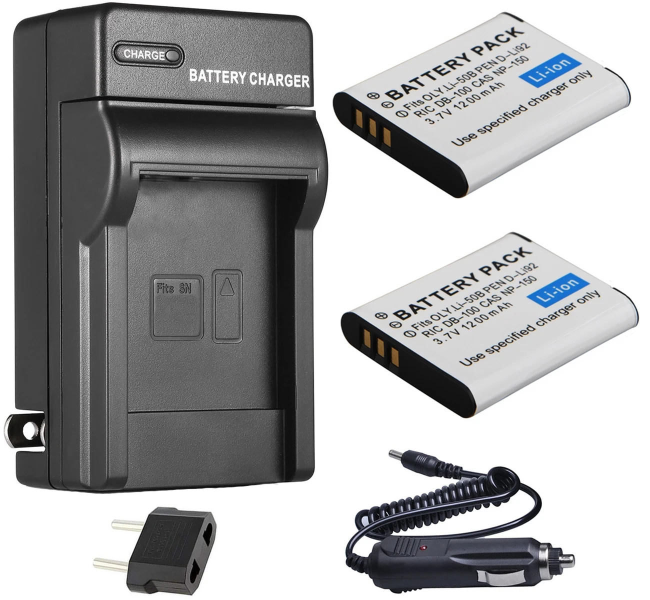

Battery (2-Pack) + Charger for Ricoh CX3, CX4, CX5, CX6, PX, WG4, WG5 GPS, WG20, WG30, WG40, WG40W, WG50, WG60 Digital Camera
