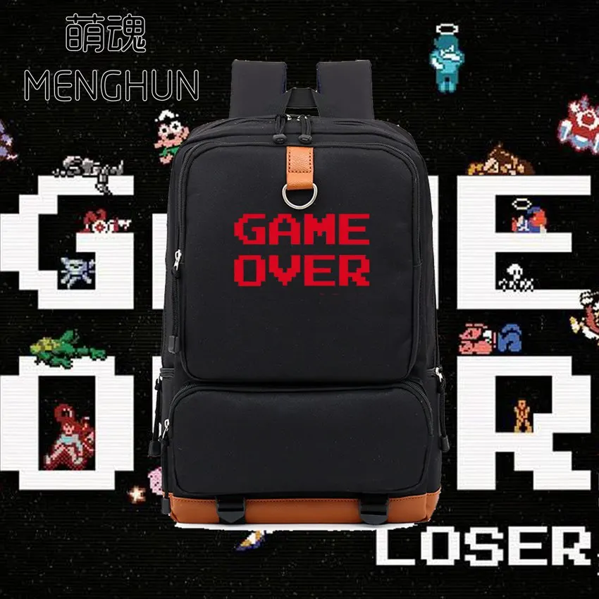 high capacity game backpack GAME OVER Bags cool retro gamer gift fc