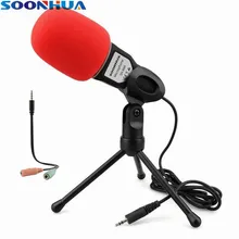 Soonhua moda quente 3.5mm desktop microfone de estúdio profissional microfone condensador de transmissão com mini tripé para pc