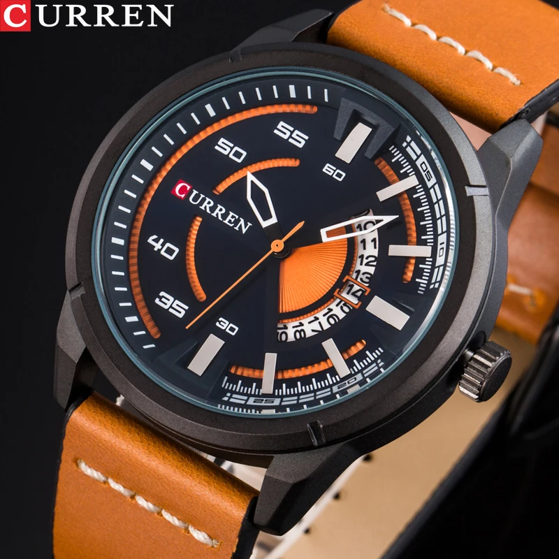 

CURREN Hot Fashion Creative Watches Casual Quartz Male Clock Display Date Leather Strap Men Wristwatch Montre Homme Reloj Hombre