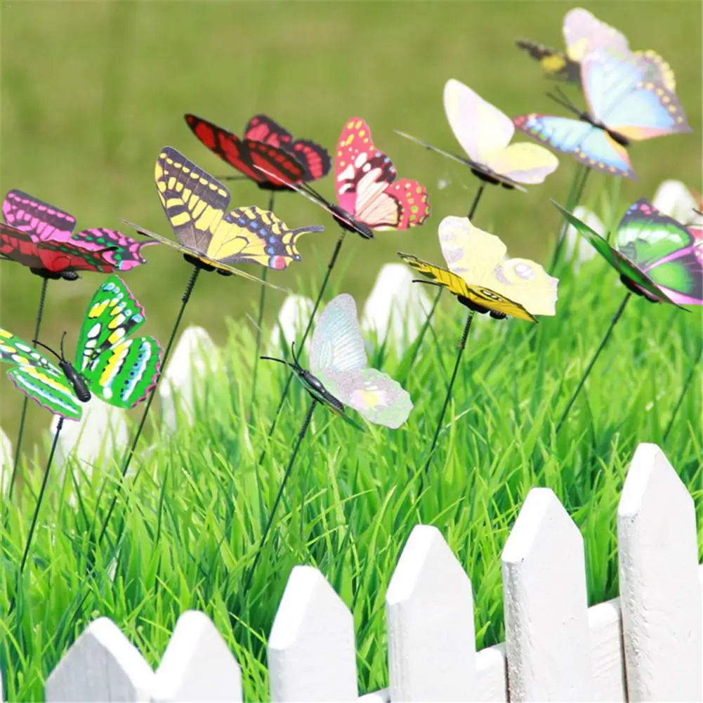 10 шт. Красочные бабочки на палочках сад двора газон ремесло художественные статуи для украшения моделирования животных