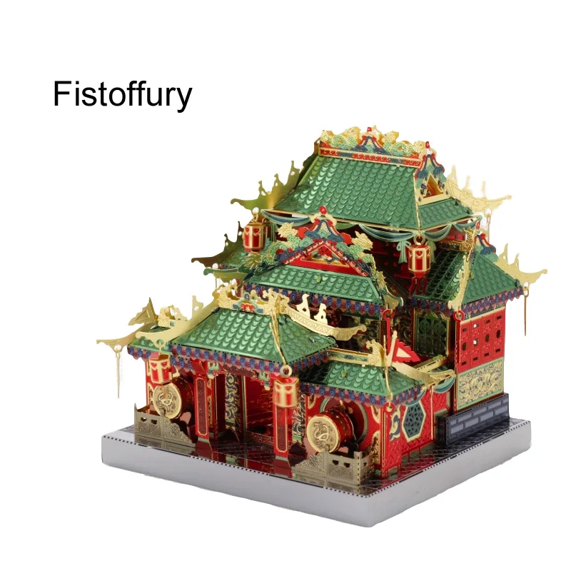 MU 3D металлическая головоломка Chinatown building fistoffury светодиодный светильник модель DIY лазерная резка модель для взрослых игрушки настольные украшения - Цвет: fistoffury