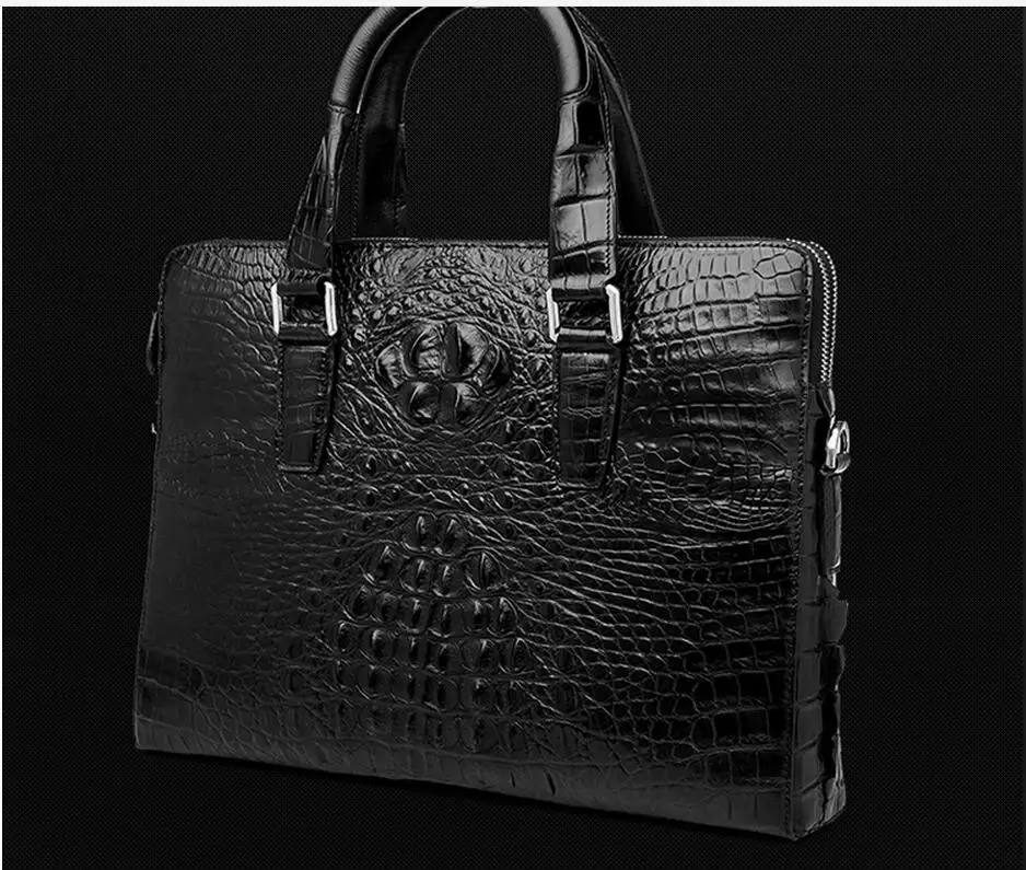 

100% Authentic Crocodile skin Men's Genuine Leather Briefcase Bag, Black color