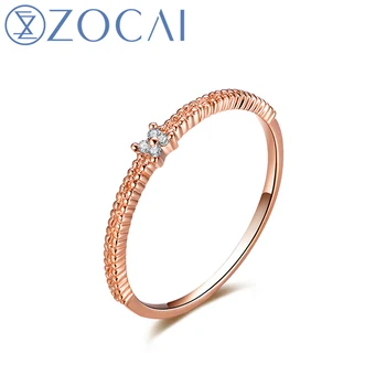 

ZOCAI 100% Genuine 18K Rose Gold (Au750) Real 0.01 CT I-J / SI Round Cut Diamond Women Ring Ruby and Sapphire available JBW00912