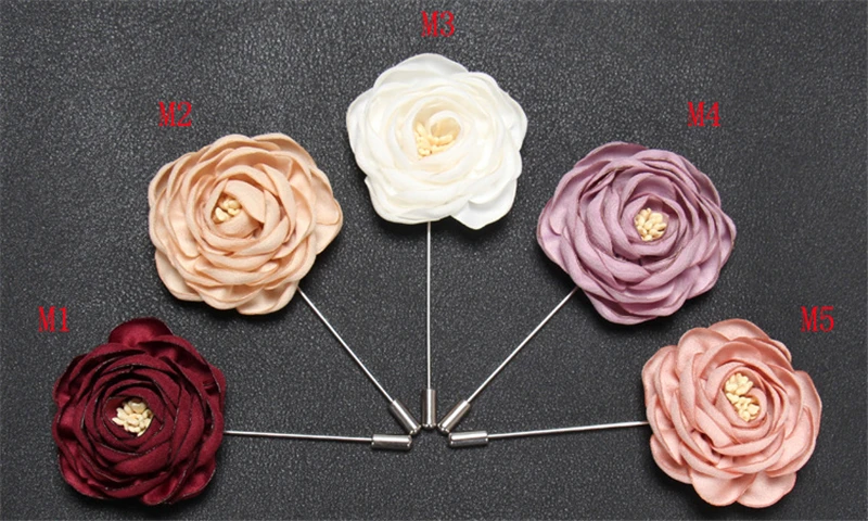 BoYuTe розничная 1 шт. высокое качество ткань цветок Роза нагрудный знак брошь для мужчин классический свадебный бутоньерка 17 однотонных цветов