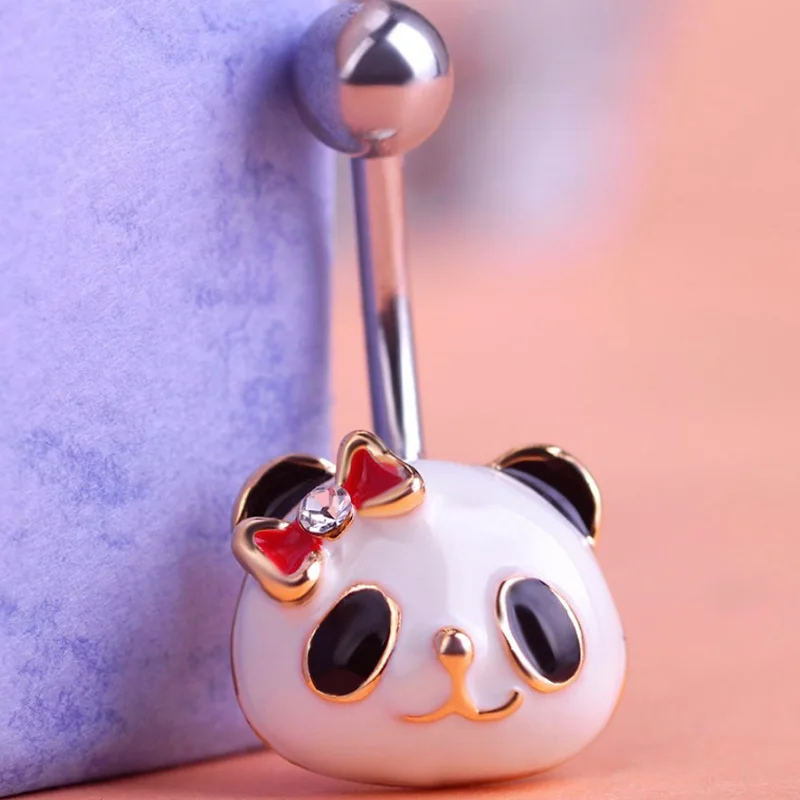 

Blucome Cool Enamel Panda Body Feminino Umbigo Body Jewelry Navel Piercing Belly Button Ring Navel Piercings Bijoux For Woman