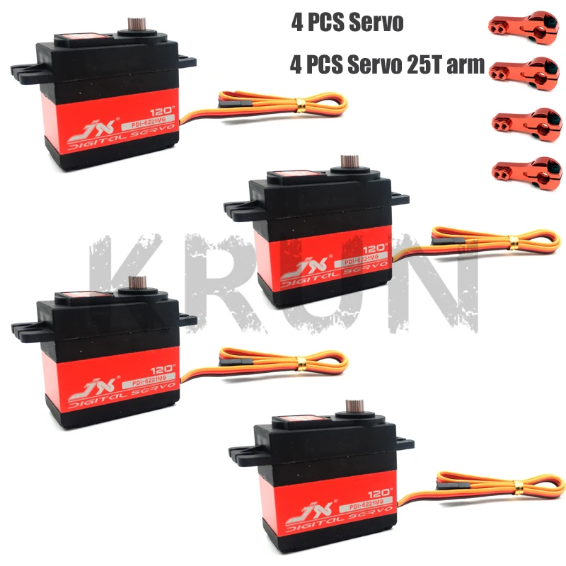 

4PCS JX PDI-6221MG Metal Gear 20kg Rc Servo Arm Large Torque Digital Coreless Servo for RC Car Crawler RC Boat Helicopter Model