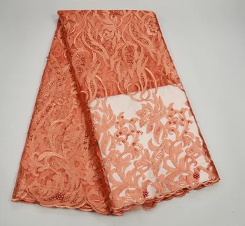 

Hot selling nigerian african lace fabrics french tulle lace for bridal dresses high quality beaded lace fabric5yard/lot PSN43702