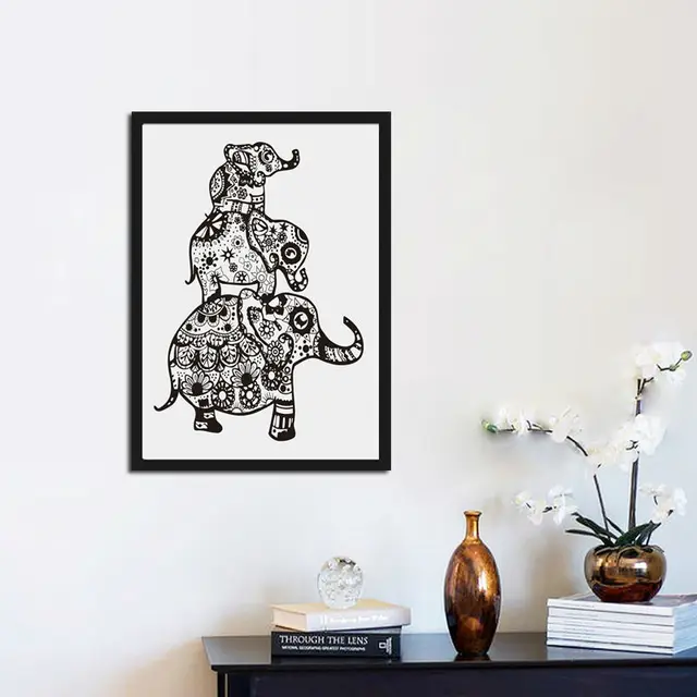 Indian Mandala Olifant Religon Canvas Schilderen En Poster Drie ... Indian Mandala Olifant Religon Canvas Schilderen En Poster Drie ...