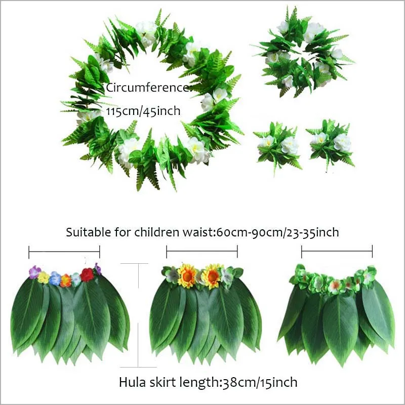 5 шт./компл. детей листья в форме Панциря Черепахи в гавайском стиле, танцевальный костюм для Юбка для танца \"хула\" в гавайском стиле вечерние одежда из травы платье джунгли костюм