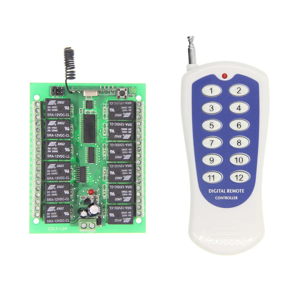 

DC 12V 24V 12 CH 12CH RF Wireless Remote Control Switch System,315/433 MHz Transmitter and Receiver