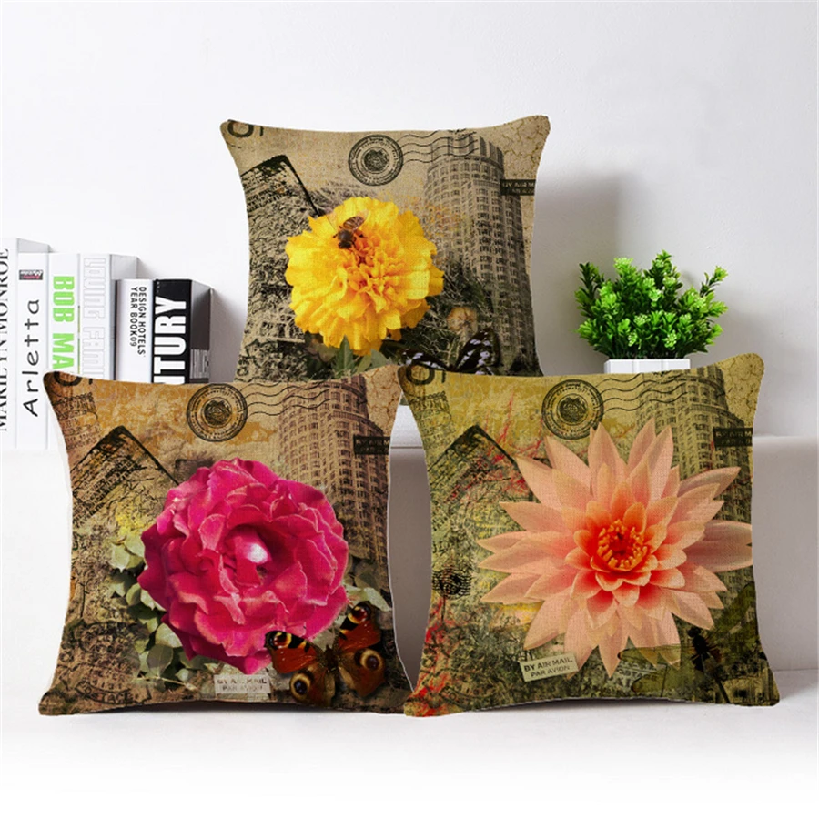 خمر ديكور المنزل الزهور وسائد زخرفية حالة كنبة مكتب رمي غطاء الوسادة أغطية وسادات مزخرفة الزهور Pouf جديد b143 خمر ديكور المنزل الزهور وسائد زخرفية حالة كنبة مكتب رمي غطاء الوسادة أغطية وسادات مزخرفة الزهور Pouf جديد b143