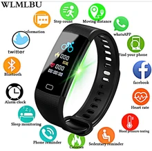 WLMLBU Fitness Women Smart Watch Men Bluetooth Heart Rate Blood Pressure Pedometer Clock LED Sport Watch For Android IOS+Box