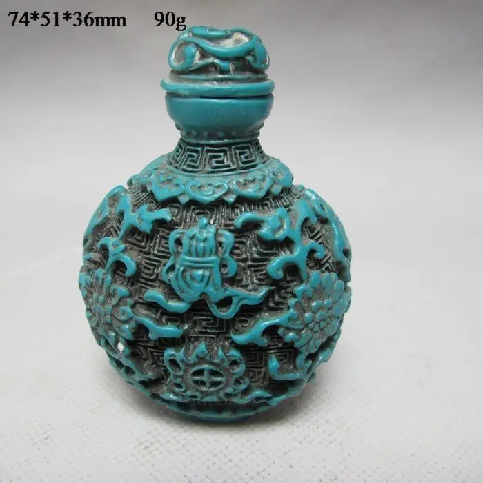 

christmas Exquisite Chinese Turquoise Hand carved Snuff Bottle