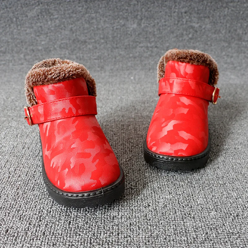 Новые Теплые Зимние мальчиков обувь для девочек дети снег камуфляжная Цвет water-доказательства против пропустить детская зимняя обувь EU 21-38