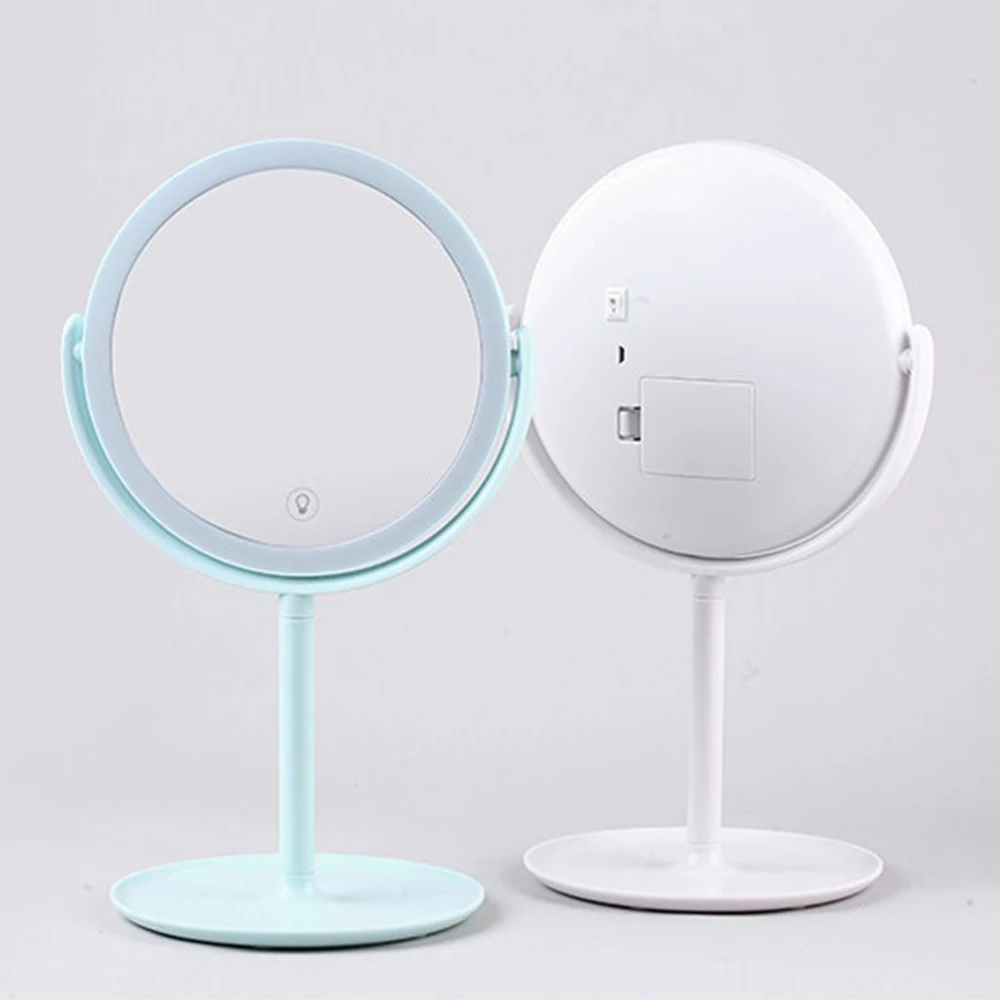 Портативный светодиодный зеркало для макияжа с подсветкой 360 градусов Поворот столик для макияжа лампа косметическое ручное зеркало