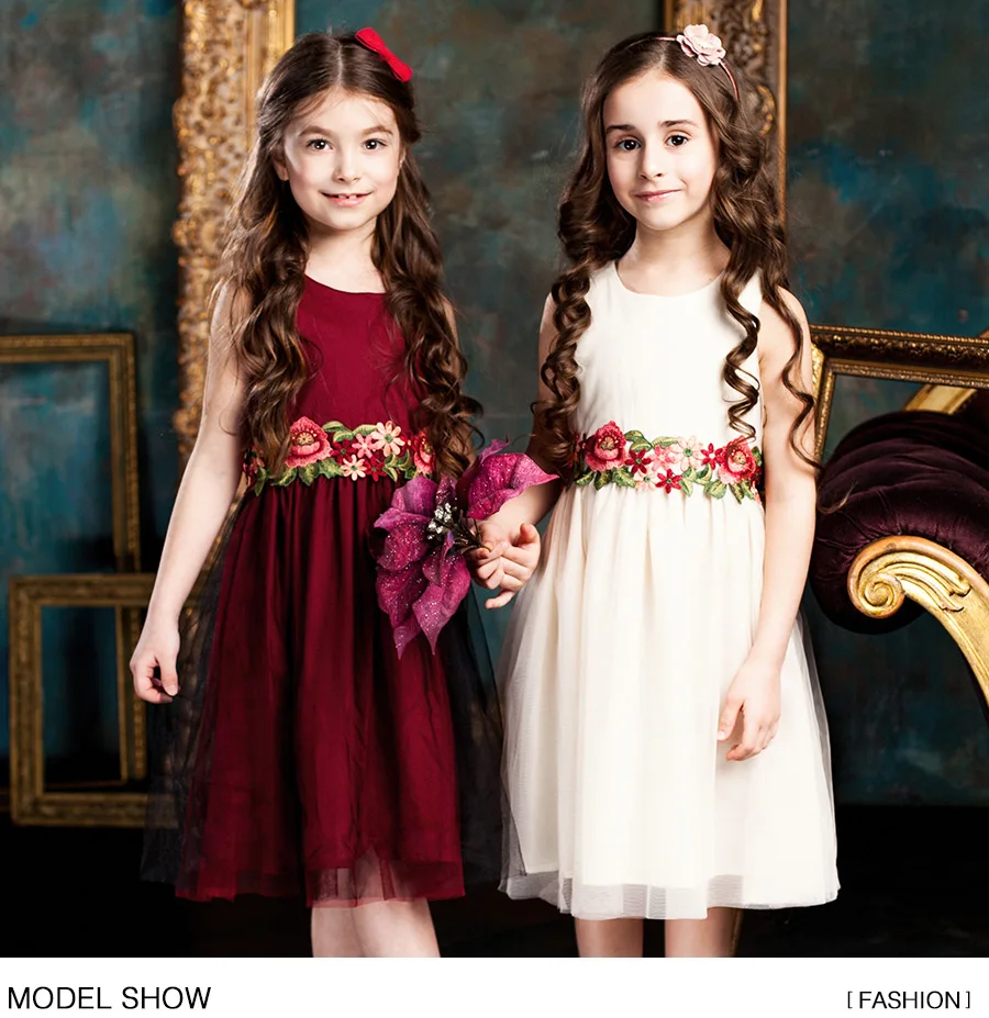 Childdkivy/платье для девочек; лето г.; платье принцессы для девочек с цветочной вышивкой; Детские платья для девочек; детская одежда; От 3 до 10 лет