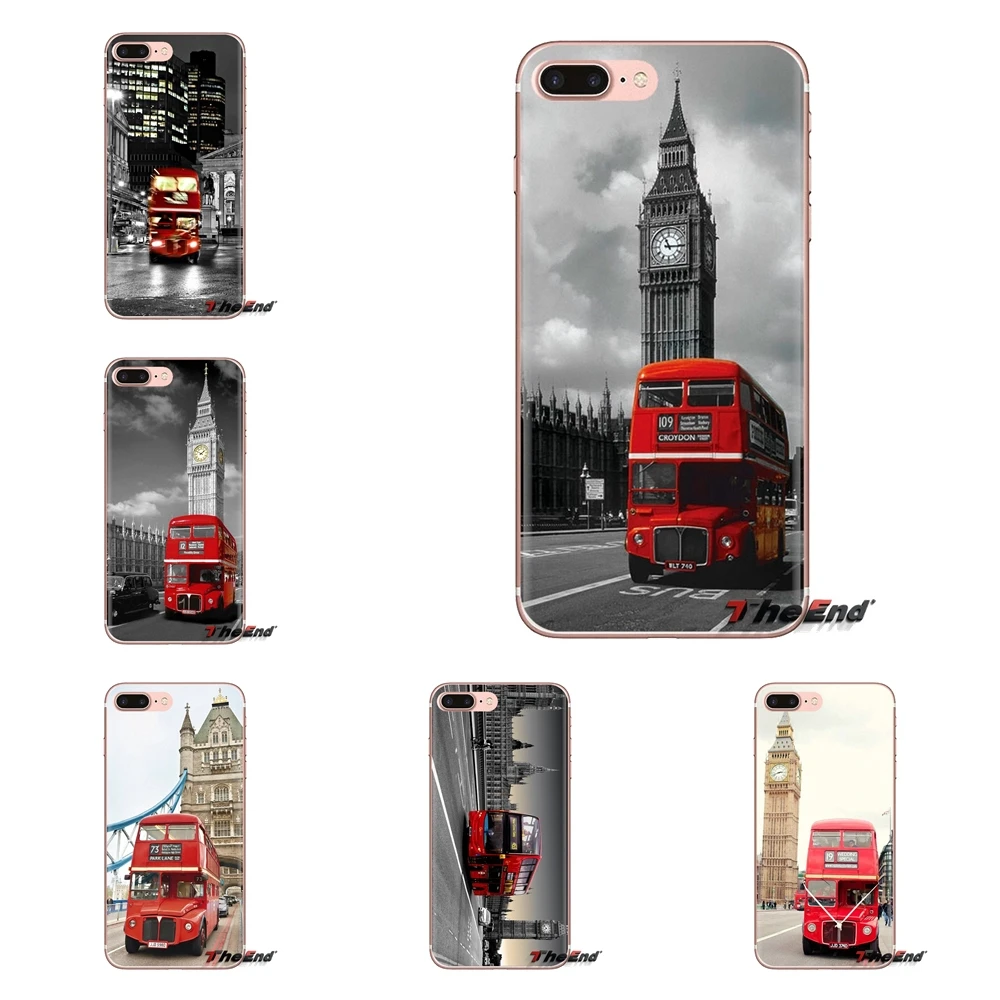 Прозрачные мягкие чехлы для iPod Touch Apple iPhone 4 4S 5 5S SE 5C 6 6S 7 8 X XR XS Plus MAX UK London Red Bus Big Ben |
