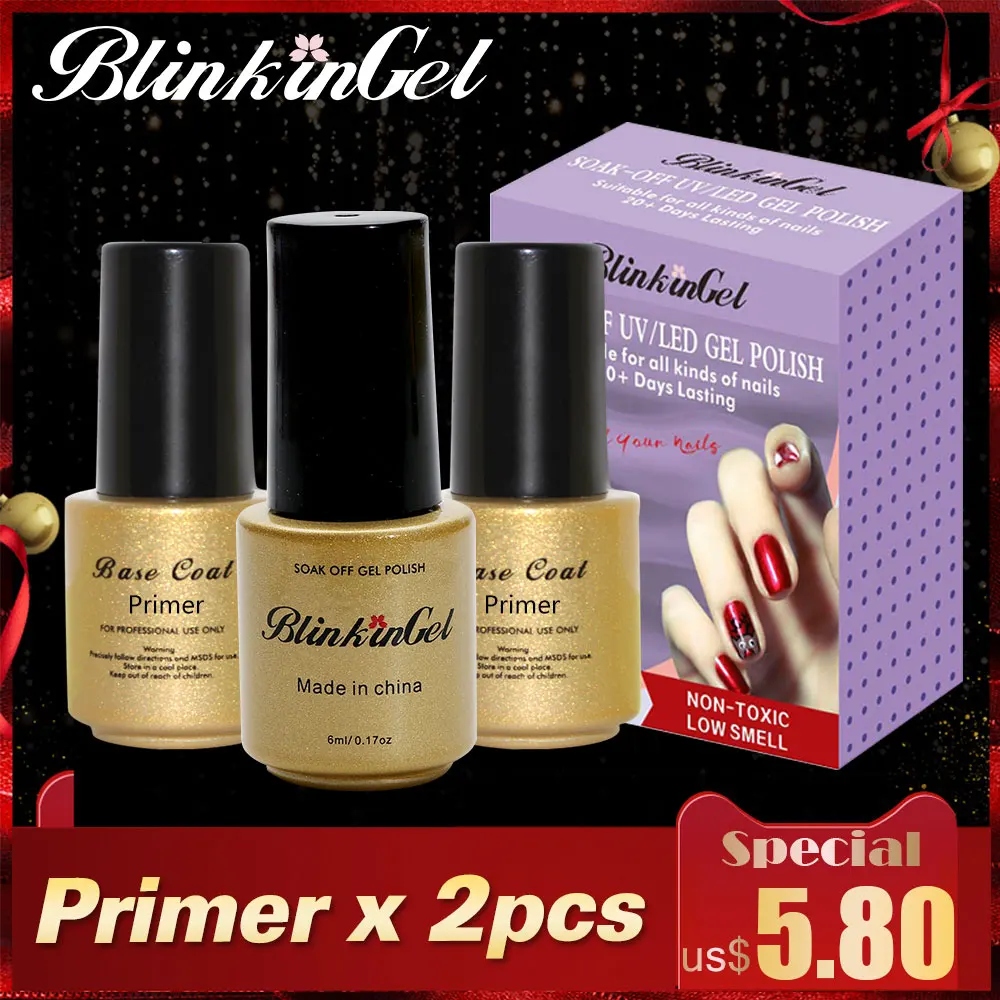 BlinkinGel 2 шт прозрачный акрил праймер для ногтей гель лак полимерный гель Бондер гель лак для ногтей Прозрачная основа пальто
