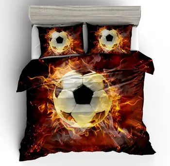 

Duvet Cover Flame football cartoon fashion simple wind 2/3pcs British Style Family student dormitory Quilt cover pillowcase