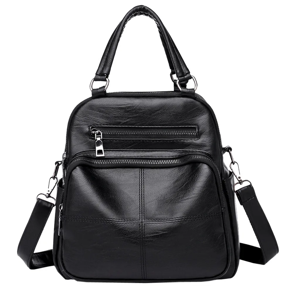 Модный кожаный рюкзак для женщин, винтажная кожаная школьная сумка для девочек-подростков, однотонные дорожные рюкзаки mochila O18 40
