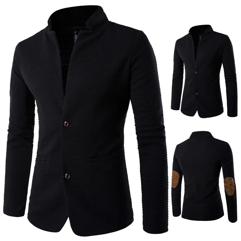 

2018 Spring Men's Clothing Men's Stand Collar Suit Slim Stitching Trend Coat
