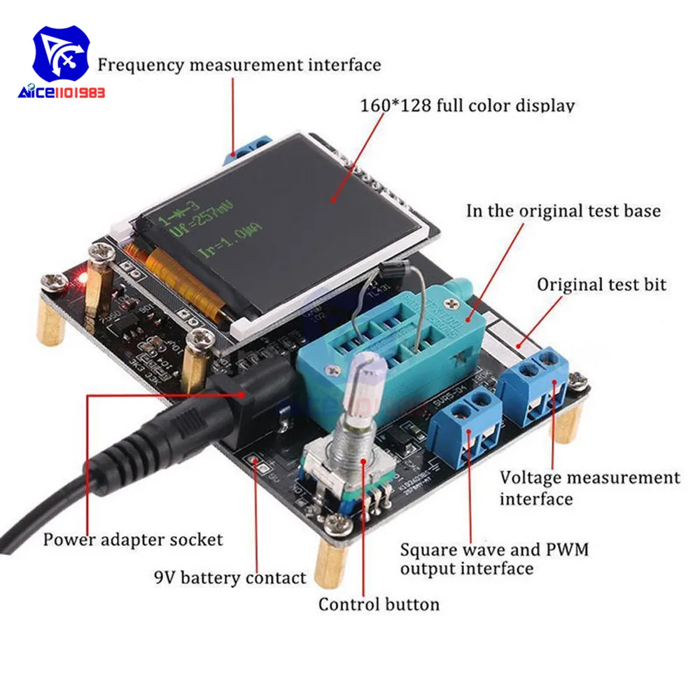 Припаянный ЖК-дисплей GM328A Транзистор тестер Диод емкость ESR напряжение частотомер ШИМ меандр генератор сигналов SMT монитор