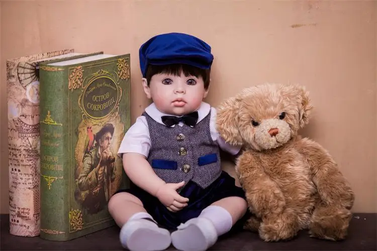 50 см Силиконовая виниловая Кукла реборн детские игрушки как настоящий новорожденный мальчик малыш кукла с плюшевым медведем Играть Дом перед сном игрушка малыш подарок