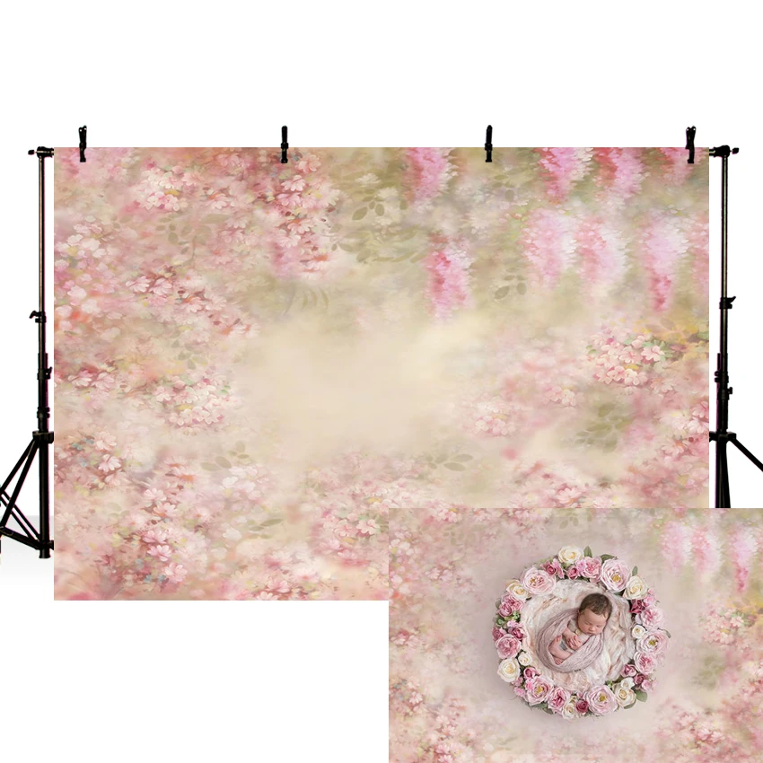 Виниловый фон для фотосъемки с изображением розовых цветов весеннего боке Декорации для детского душа реквизит для фотосъемки