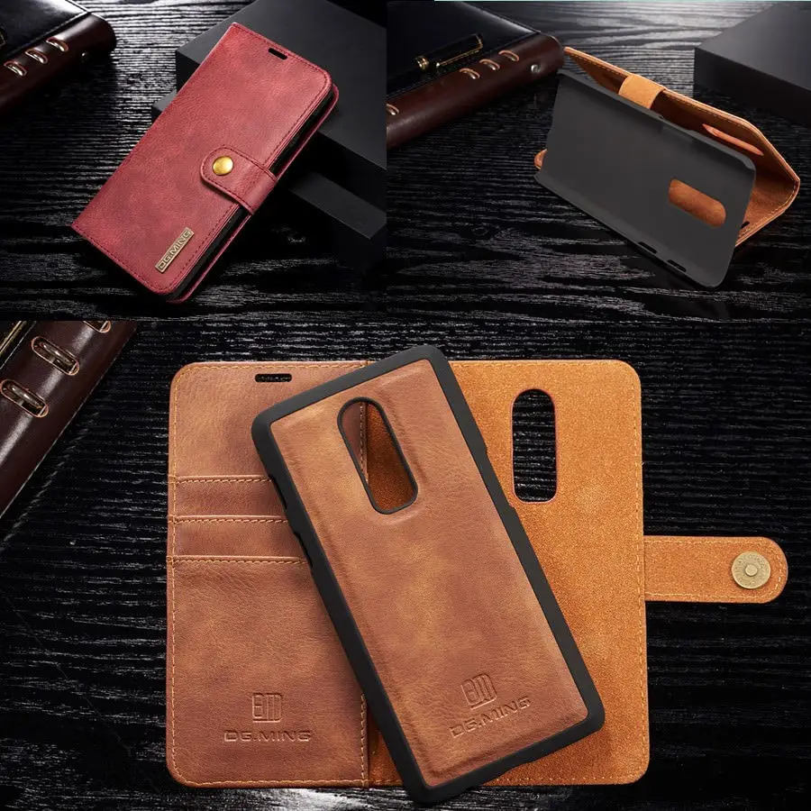 

For OnePlus 6 Leather Stand Wallet Magnetic Detachable Removable Card slot Cover Case