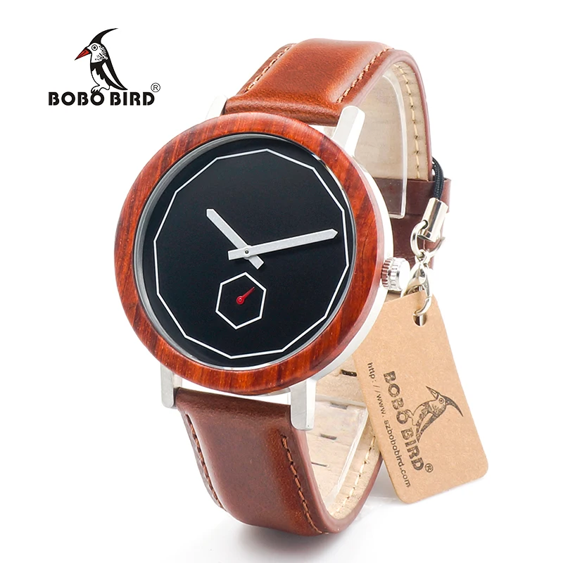 BOBO BIRD V-M28 Men Watch Wood Bezel Steel Dress Watch Business Leather Quartz Watch for Male Relogio Masculino