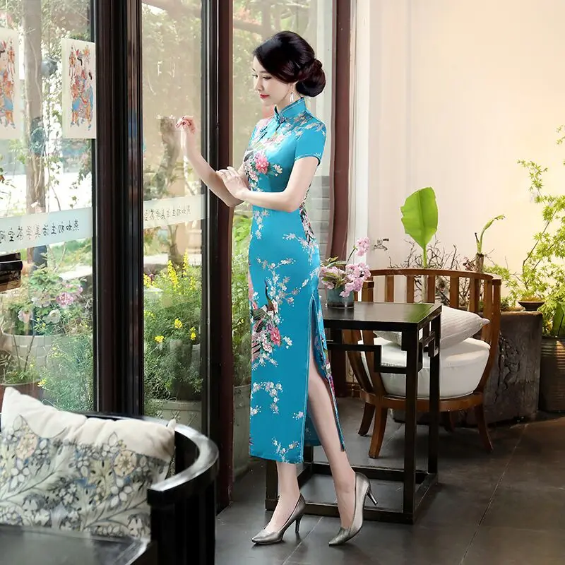 Модное Летнее Длинное платье Cheongsam в китайском стиле, женское тонкое платье Qipao, Новое поступление, Размеры S M L XL XXL XXXL 4XL 5XL 6XL, J3038