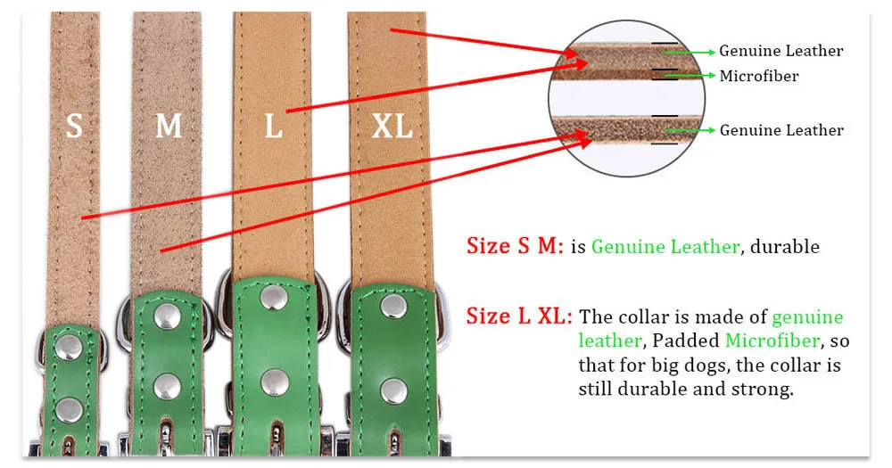 Ошейник из натуральной кожи для больших собак с подкладкой из микрофибры, ошейники для щенков чихуахуа, для маленьких, средних и больших собак, немецкая овчарка, 1 шт