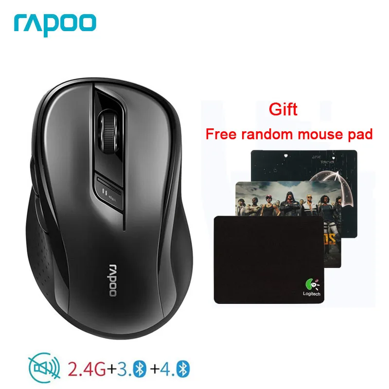 Mouse sem Fio com 1600 2.4g para Conectar Rapoo Original Multi-modo Silencioso Dpi Fácil Interruptor Bluetooth 3.0 – 4.0 & Dispositivos 3 M500