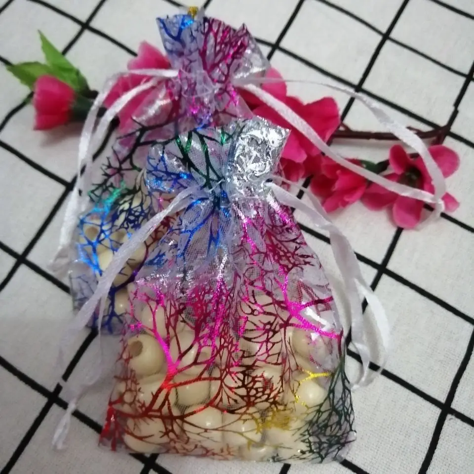 Горячие Новые поступления 50 шт органзы мешок коралловые ювелирные украшения Подарочные сумки конфеты свадьба праздничный подарок на Рождество упаковка мешок оптом