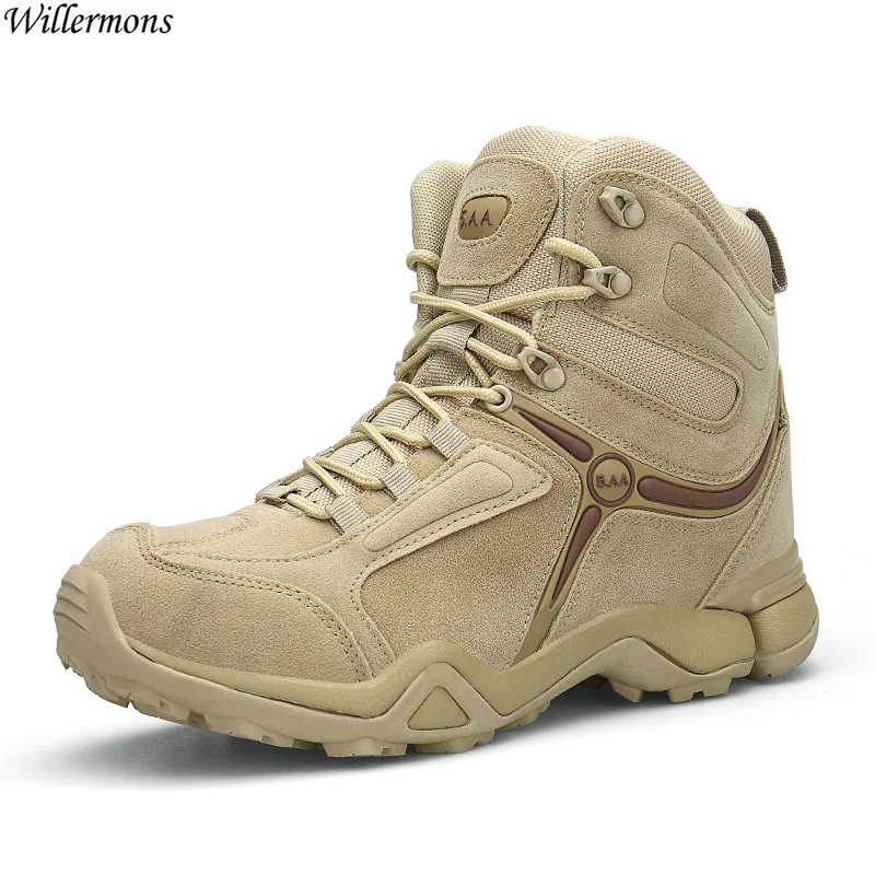 

Autumn & Winter Men's Outdoor Desert Army Combat Short Ankle Boots Men Special Force Leather Military Tactical Boots