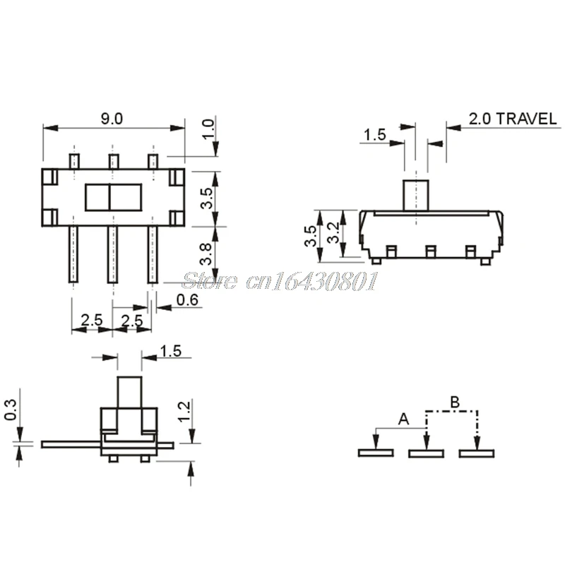 25 шт./компл. горизонтальный скользящий переключатель G2 SPDT 1P2T SMD 3 Pin PCB панель S08