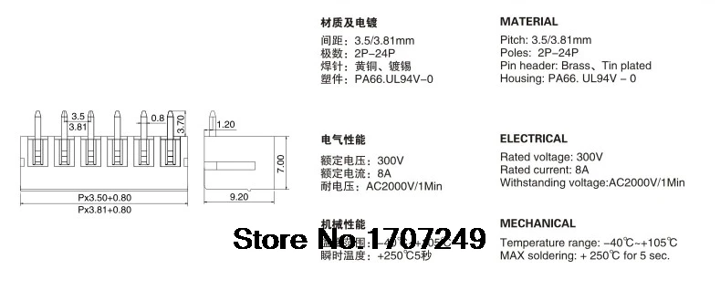 2edgk 2edgr 3pin 3.81mm ângulo direito pino