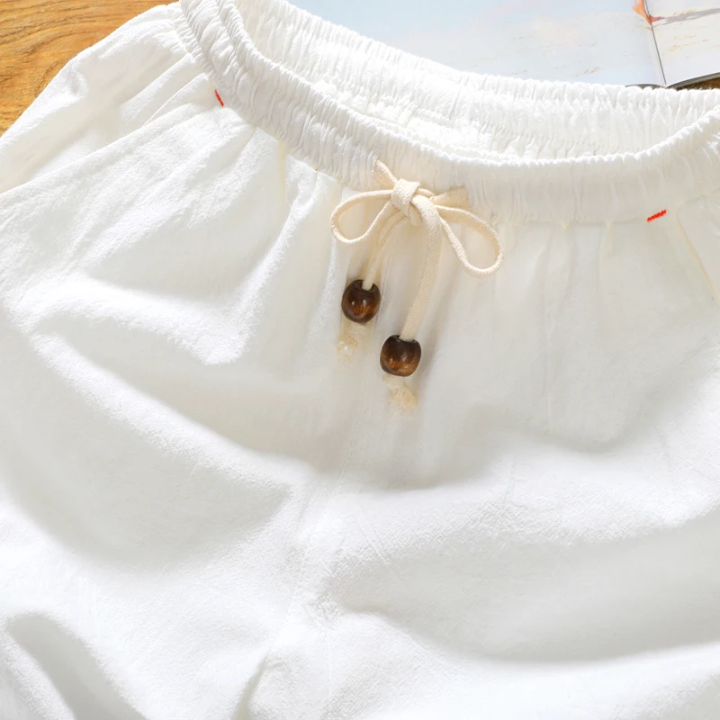 2020 Summer New Cotton Shorts Loose Men's Casual Shorts Black White Drawstring Waist Solid Bermuda Shorts Men Plus Size 4XL 5XL