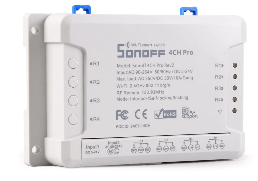 Sonoff 4CH Pro R2 Расширенный смарт-коммутатор 4 канала 433 МГц 2,4G Wifi Пульт дистанционного управления смарт-коммутатор для бытовой техники