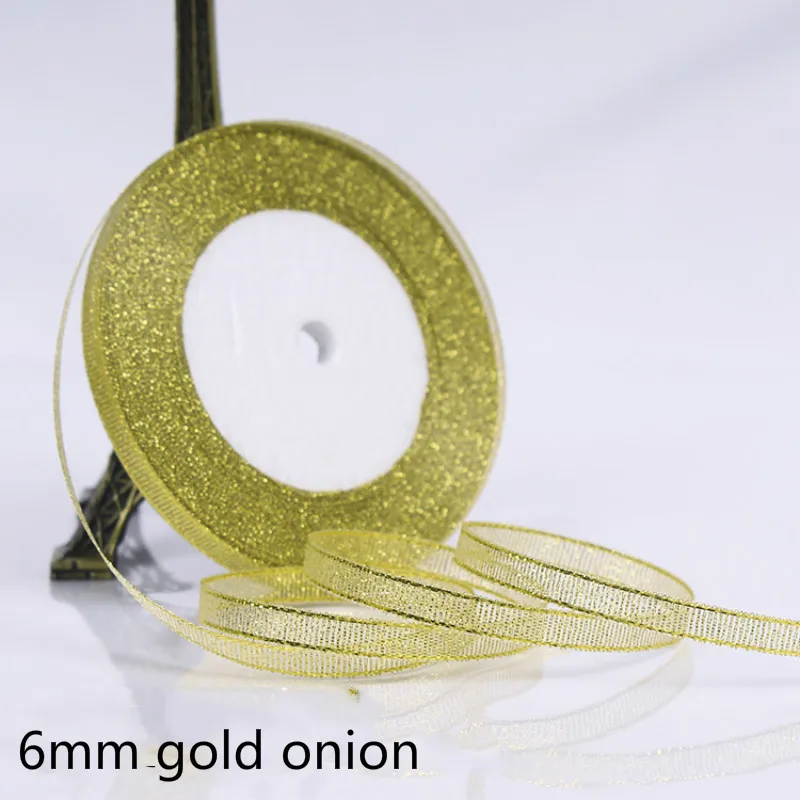 0.3CM-5CM Golden and Silver Colors Onion Belt Ribbon For Flower Gift Packaging Glitter Webbing Gift Decoration Christmas Ribbons