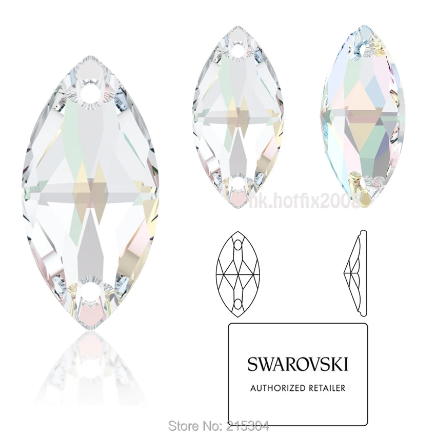 

( You Pick ) Swarovski Elements ( 2 holes ) 3223 Navette AB Crystal ( 001AB ) Sew On Rhinestones