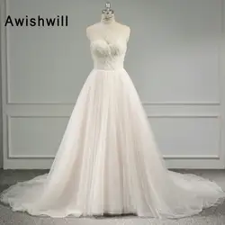 Vestido De Novia 2019 реальные фотографии на одно плечо платье из фатина, расшитое пайетками А-силуэт свадебное платье на шнуровке сзади Элегантное