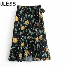 HCBLESS Летняя женская новая цельная юбка на шнуровке с принтом лимона пляжная юбка