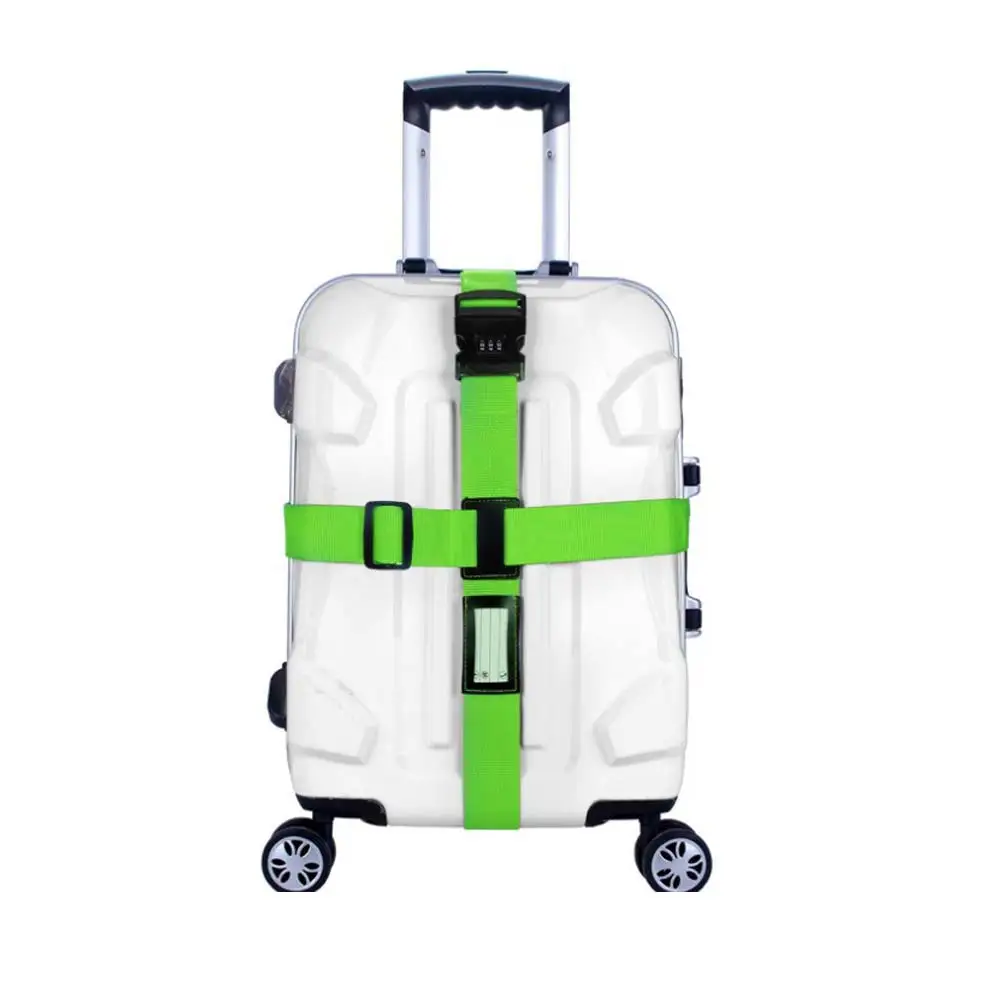 Багажный ремень поперечный ремень упаковка Регулируемый Дорожный чемодан нейлон 3 цифры Пароль замок Пряжка ремень багажные ремни WML - Цвет: Зеленый