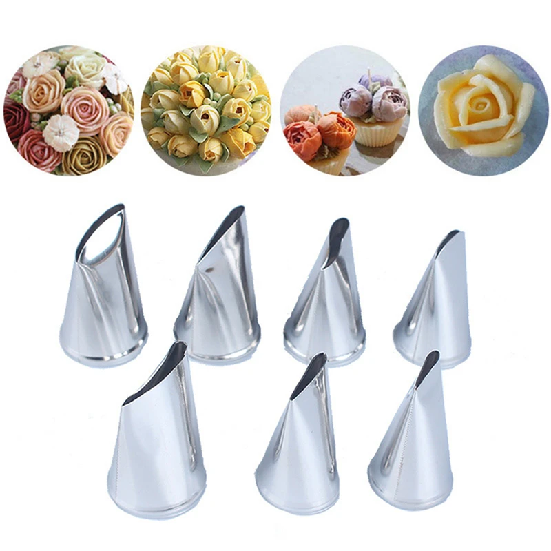 

VOGVIGO 7pc Stainless Steel Cream Nozzles Icing Piping Tips Rose Tulip Flower Pastry Nozzle Baking Tools for Cakes