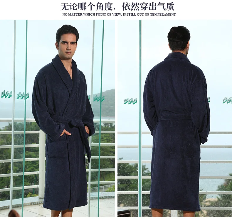 Большой размер, мужской халат из хлопка, утолщенный купальный халат, зимняя одежда для сна