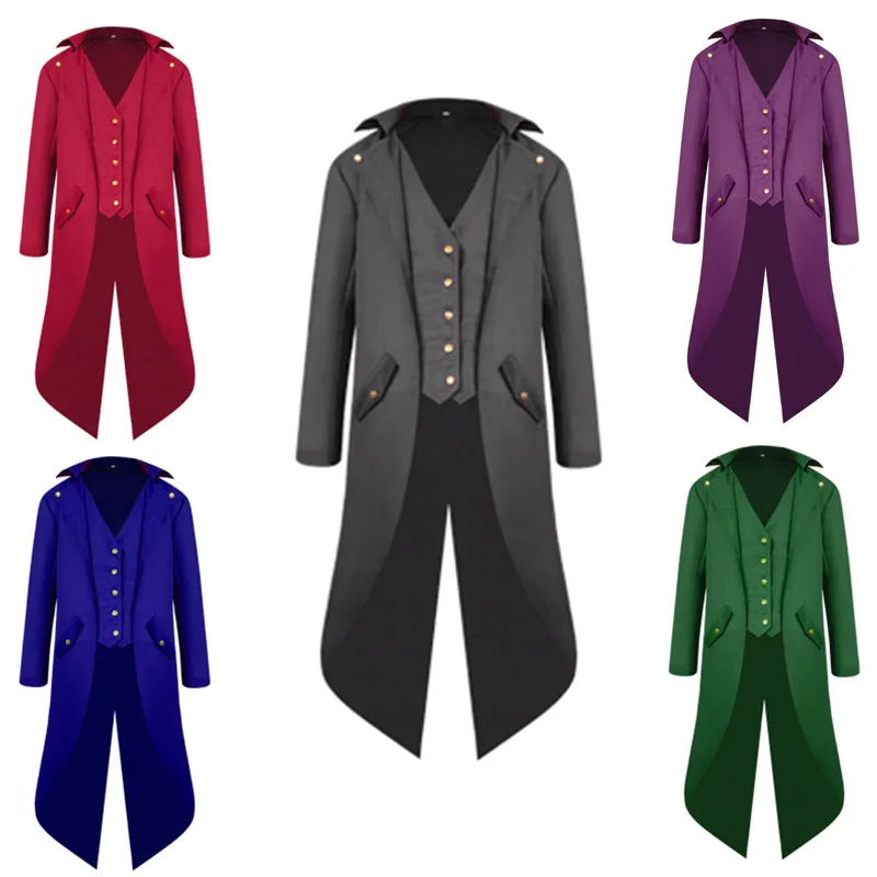 Man Medieval Long Jacket Adult Gothic Costume Long Swallowtail Full ...