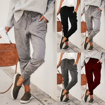 

New Women Jogger Pants Casual Loose Drawstring Sweatpants Sports Soft Trousers